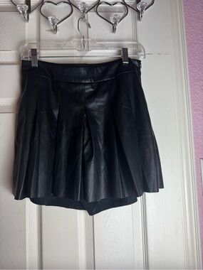 Altar'd State Black Faux Leather Pleated skort